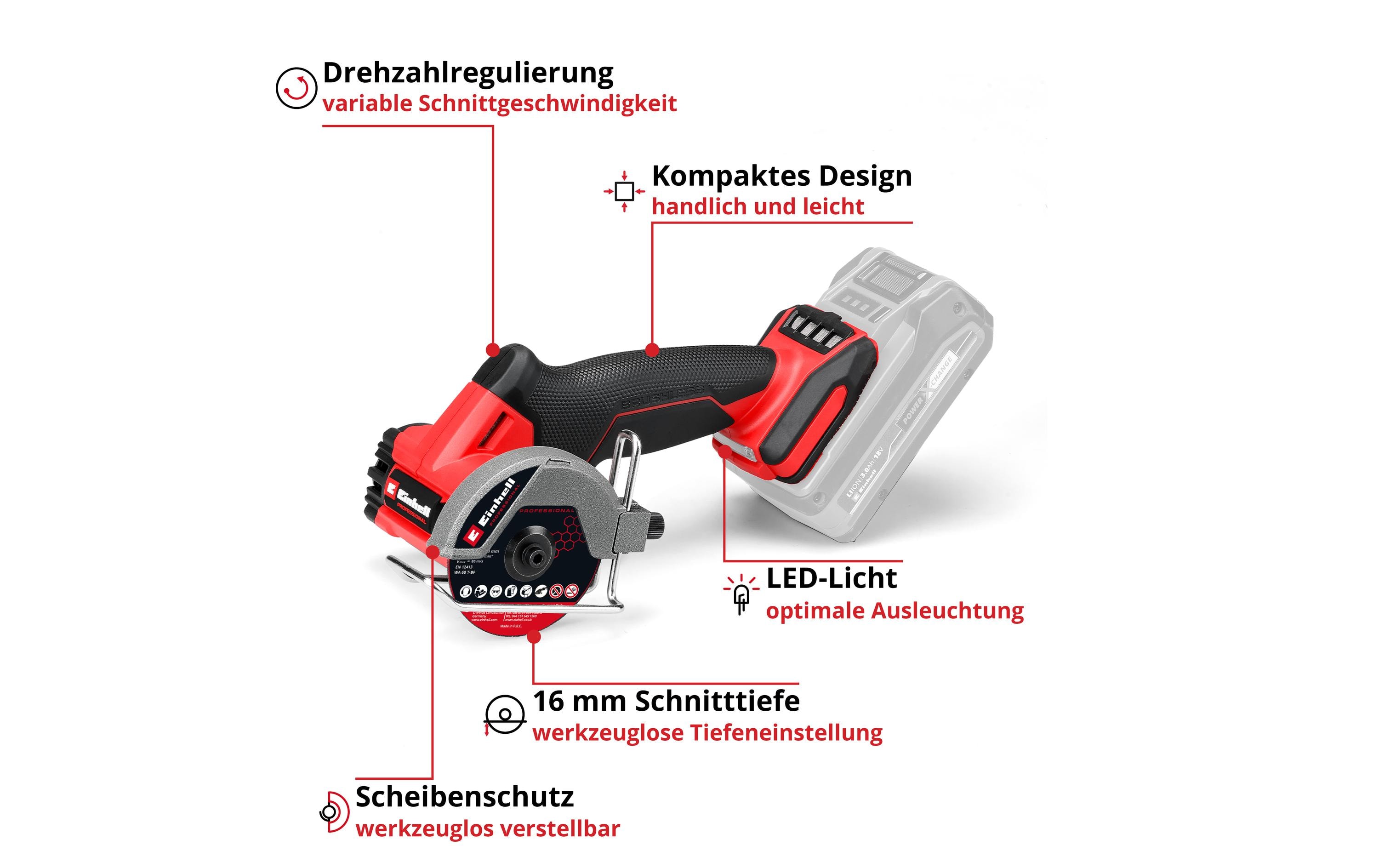 Einhell Akku-Trennschleifer TP-CO 18/76-C Li BL (1 x 4.0Ah SK) Einhell Akku-Trennschleifer TP-CO 18/76-C Li BL (1 x 4.0Ah SK)