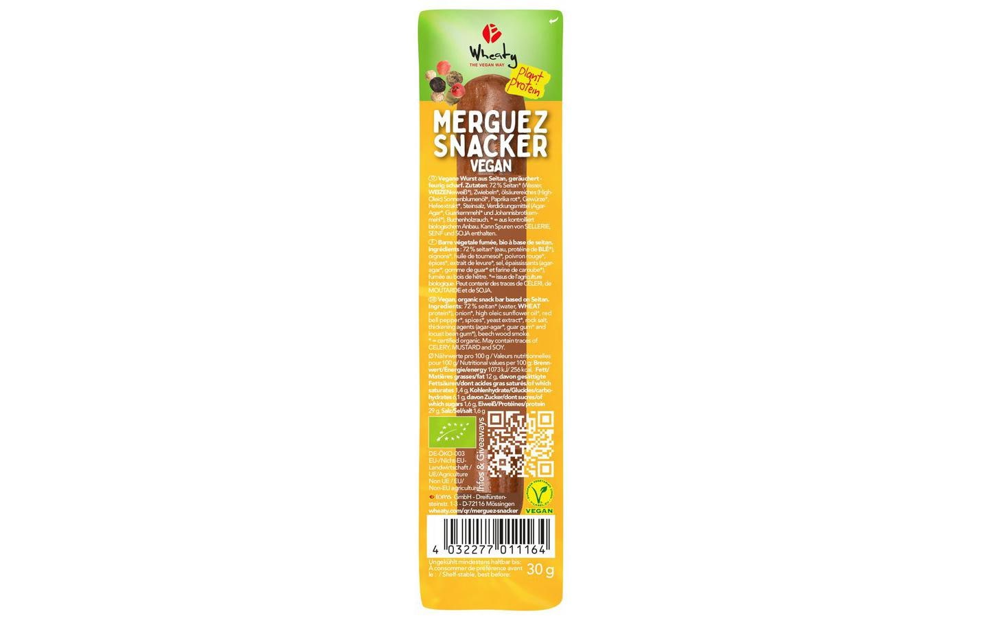 Wheaty Merguez Snacker Vegan 30 g