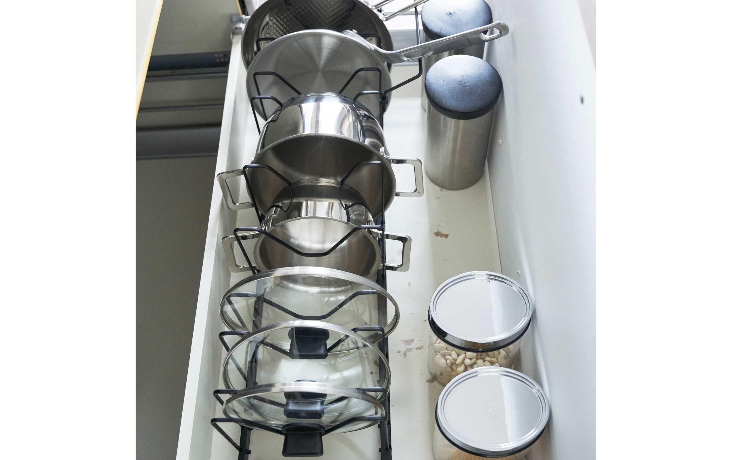 Yamazaki Deckel- und Pfannenhalter Tower Schwarz