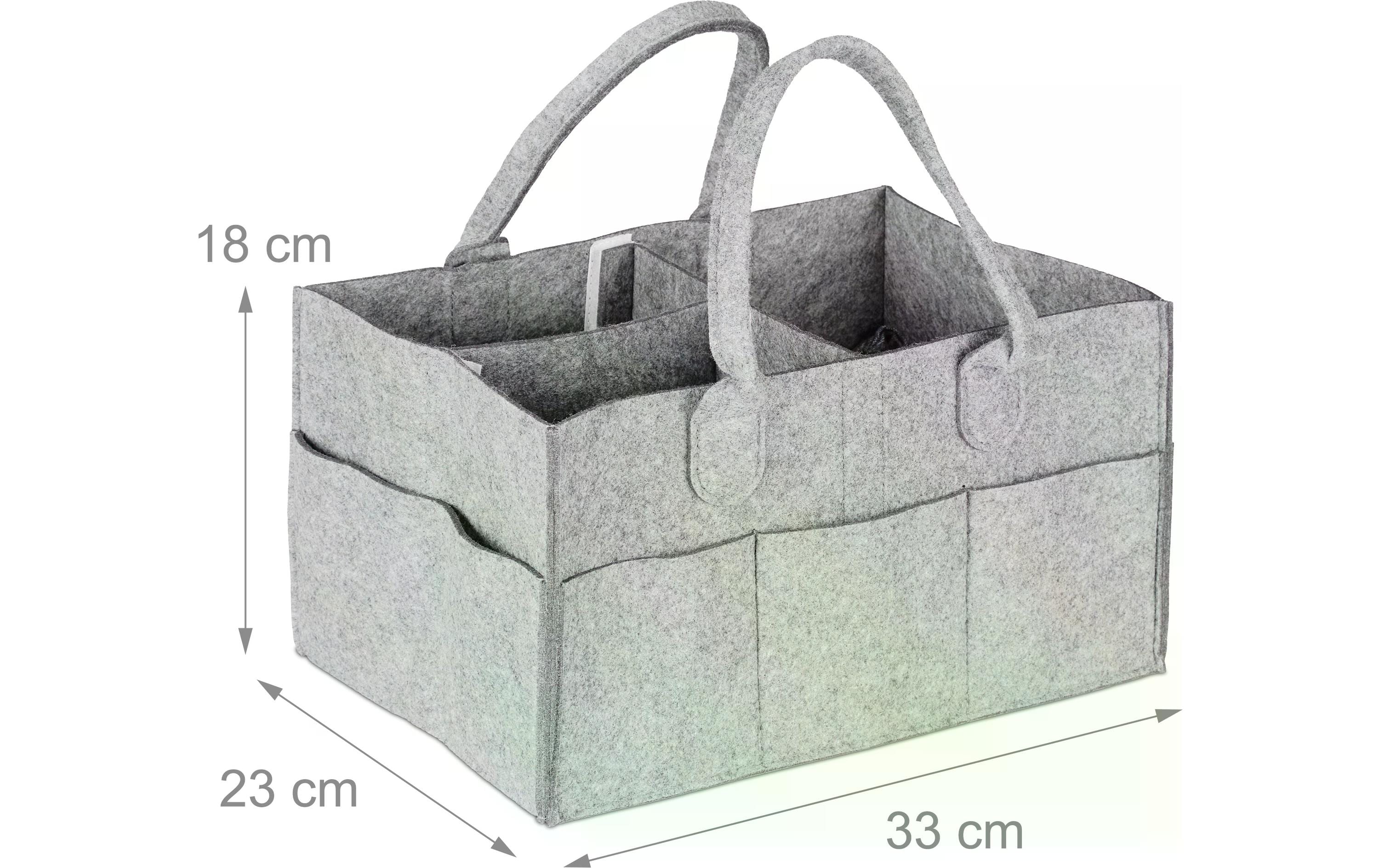 relaxdays Pflegekörbchen Windel Caddy Filz Grau
