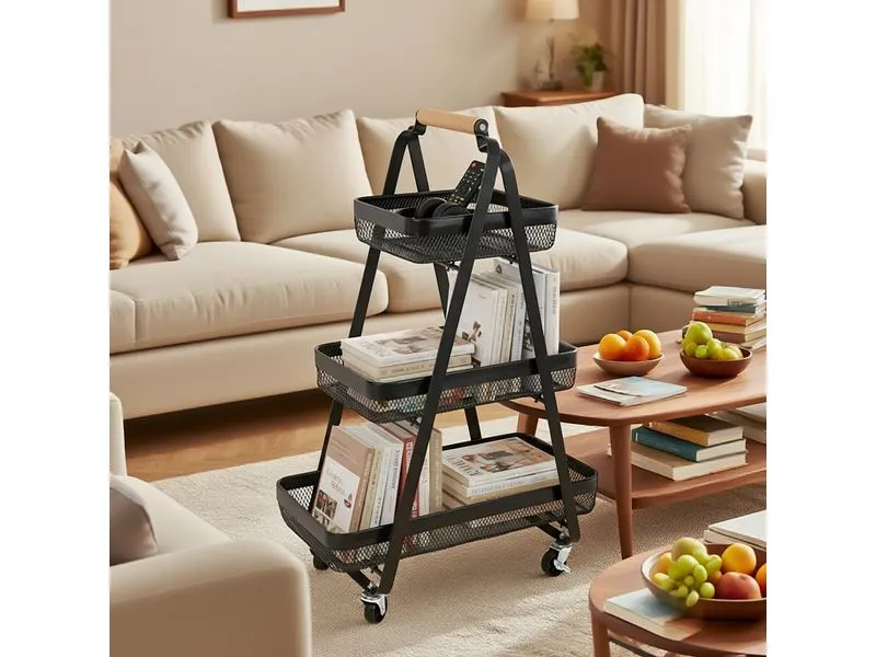 relaxdays Küchenwagen 84.5 x 57 x 31 cm Schwarz
