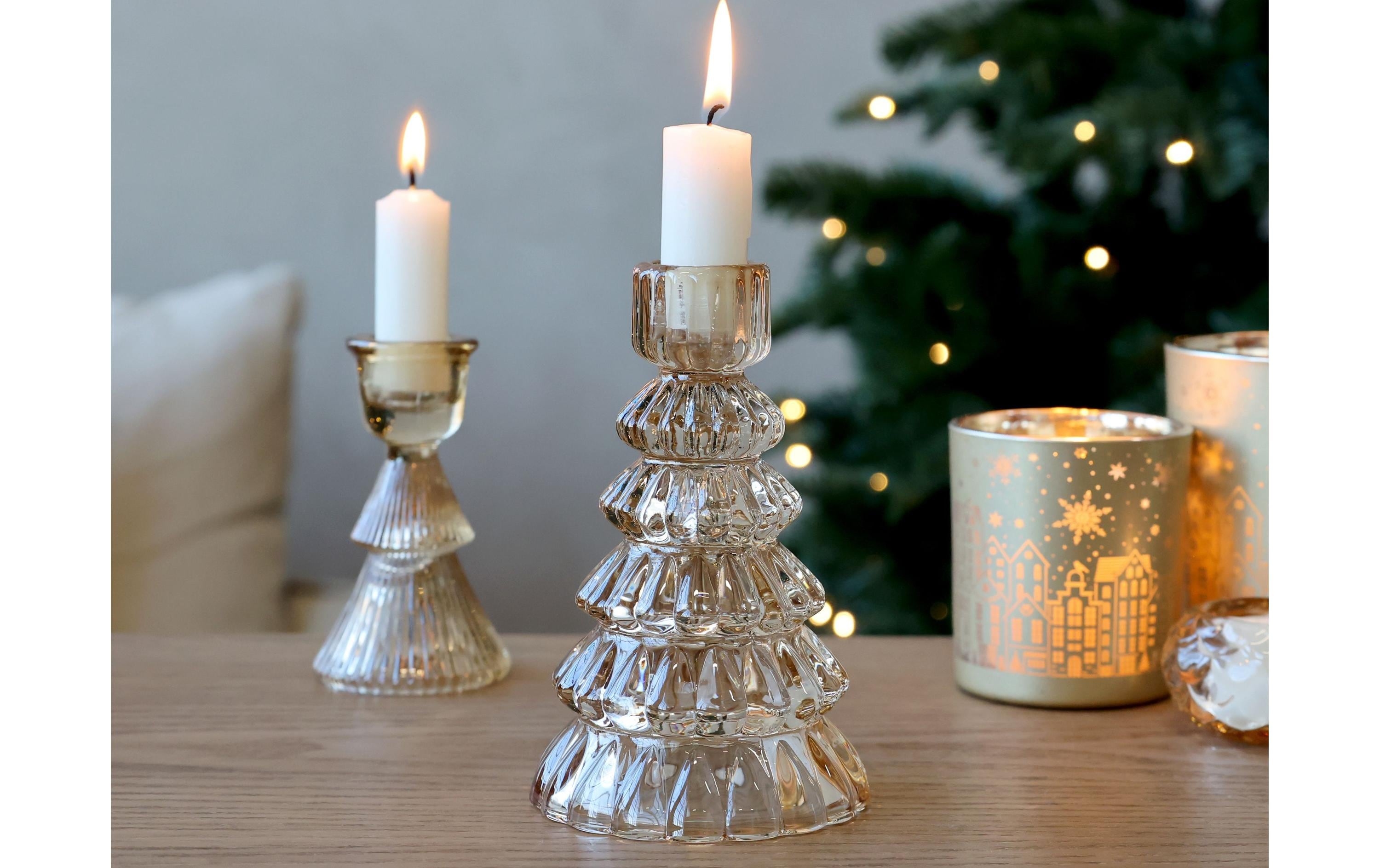 Chic Antique Kerzenständer 13 cm, Glas, Bernstein