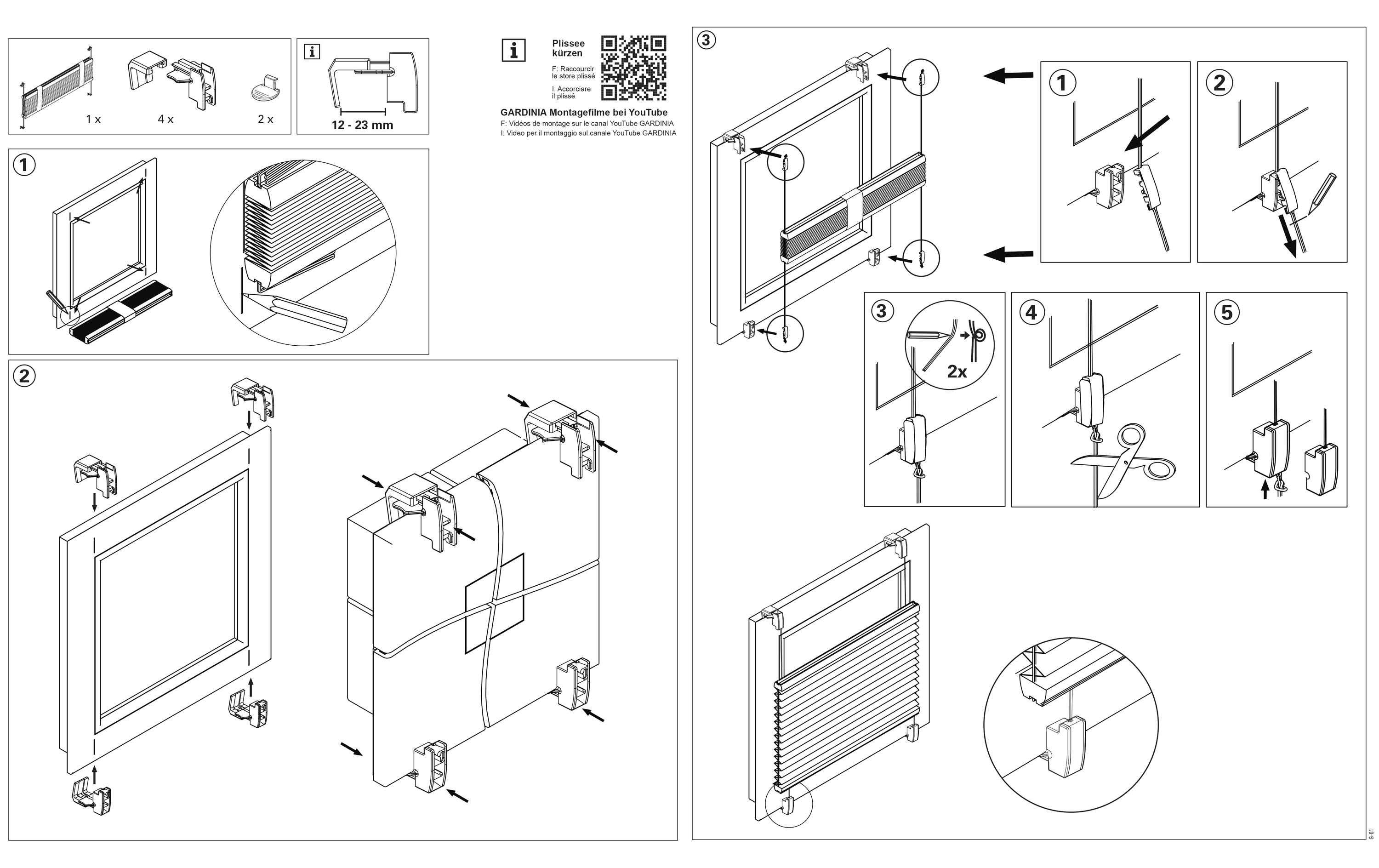 Gardinia Plissée Flowers & Plants Zweig 50 x 130 cm, Weiss