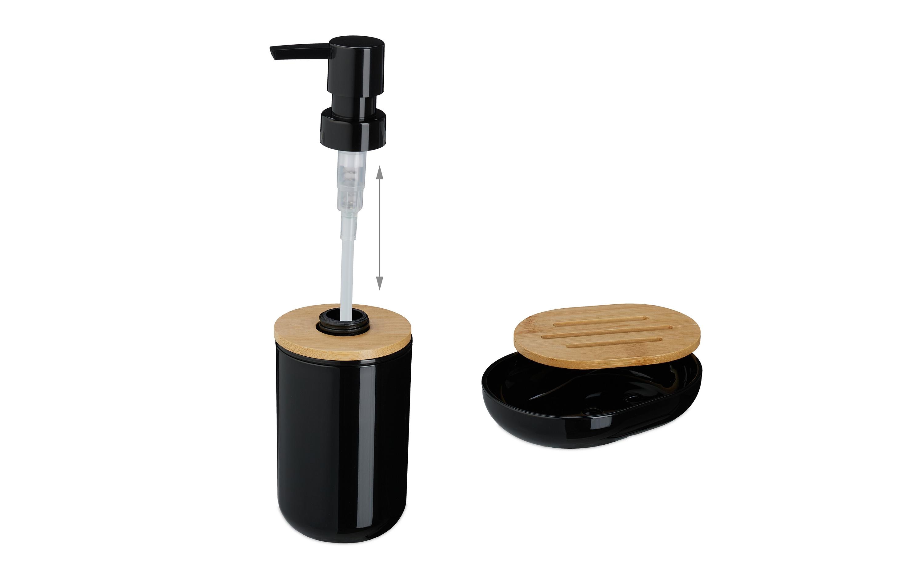 relaxdays Badezimmer-Set 7-teilig, Schwarz