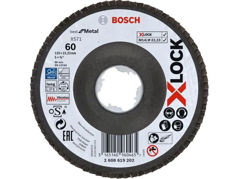 Bosch Professional Fächerschleifscheibe X-LOCK Best for Metal K60, 125 mm Bosch Professional Fächerschleifscheibe X-LOCK Best for Metal K60, 125 mm