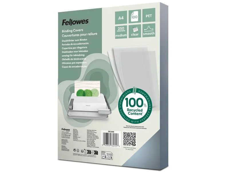 Fellowes Deckblatt 250 g/m², 100 Stück, Transparent Fellowes Deckblatt 250 g/m², 100 Stück, Transparent
