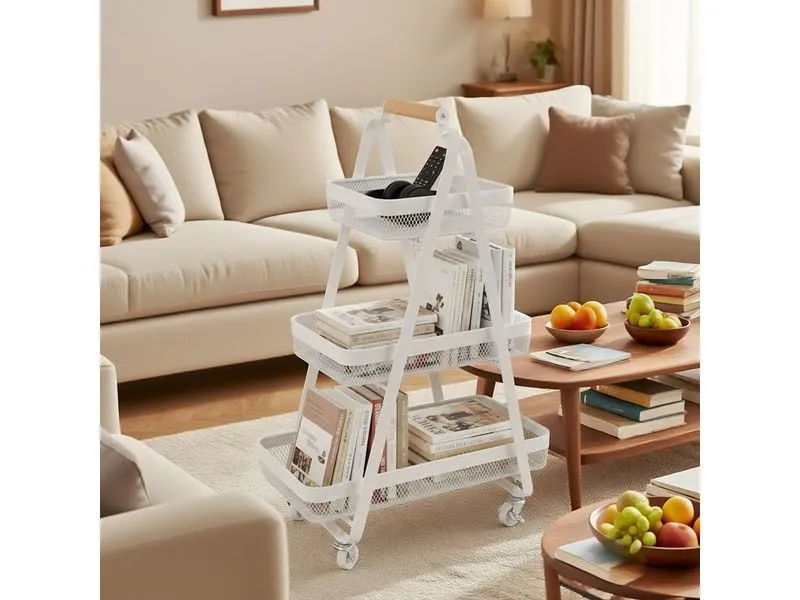 relaxdays Küchenwagen 84.5 x 57 x 31 cm Weiss relaxdays Küchenwagen 84.5 x 57 x 31 cm Weiss