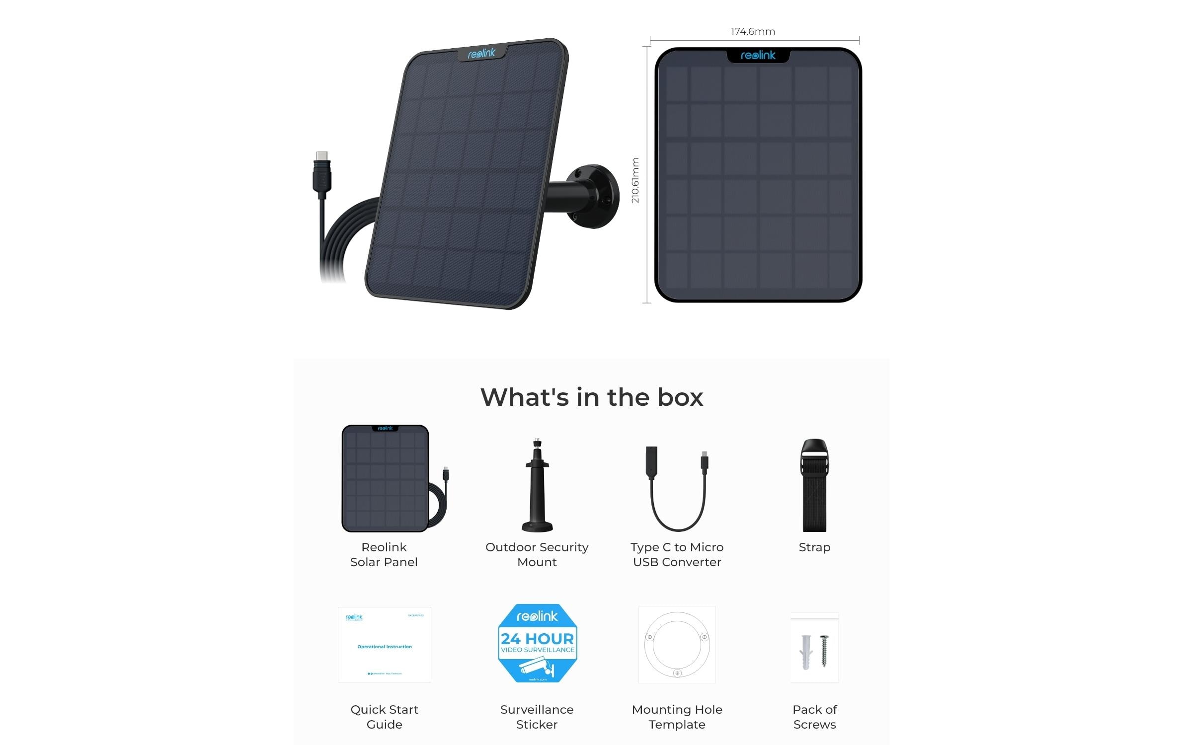 Reolink Zubehör Solarpanel 2 mit USB-C Anschluss