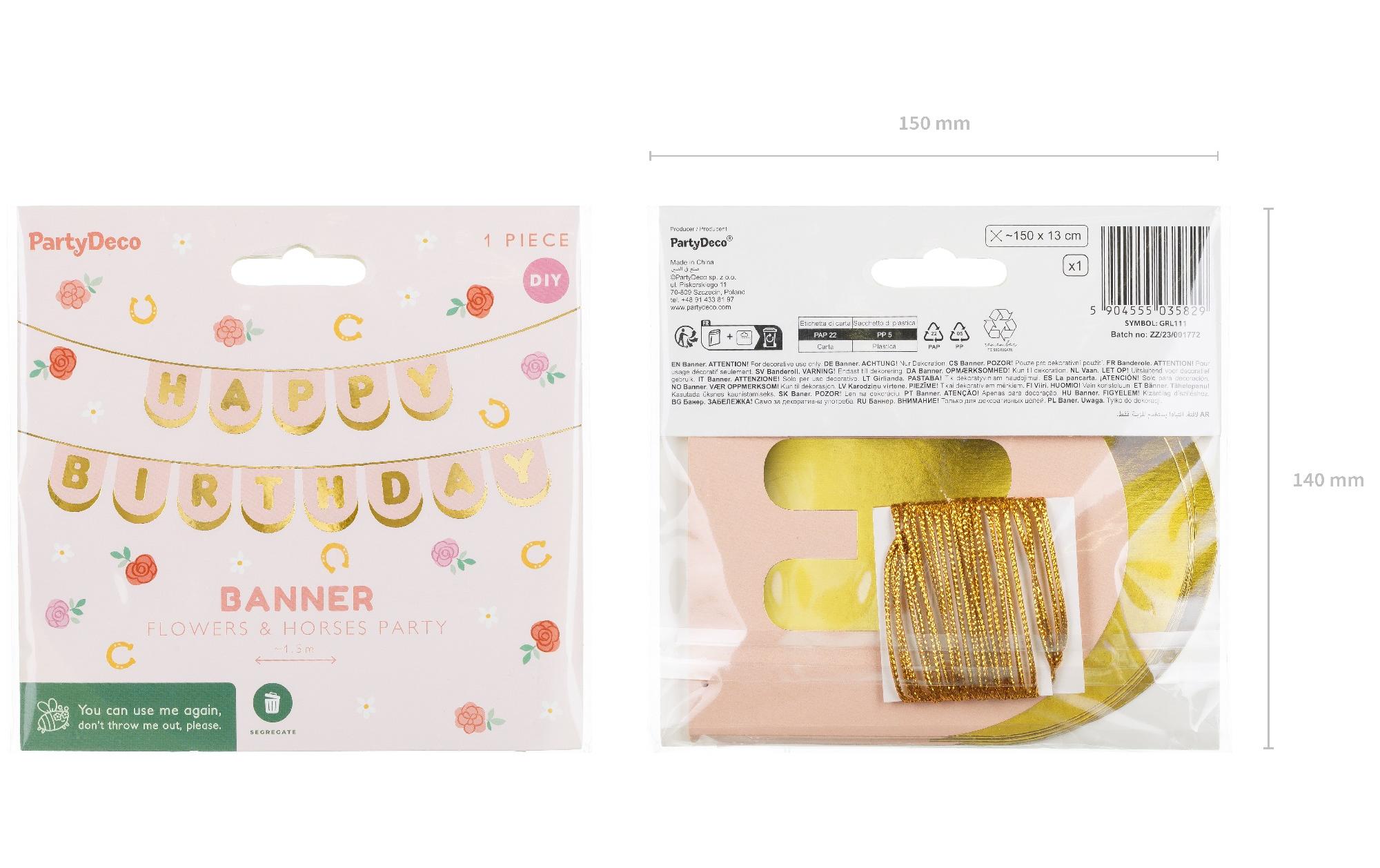 Partydeco Girlande Pferd Rosa, 2.5 m