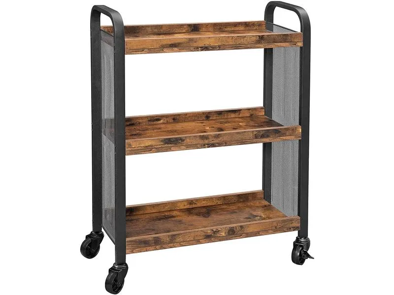 VASAGLE Bartrolley mit Rollen 66 x 85 cm, Braun/Schwarz