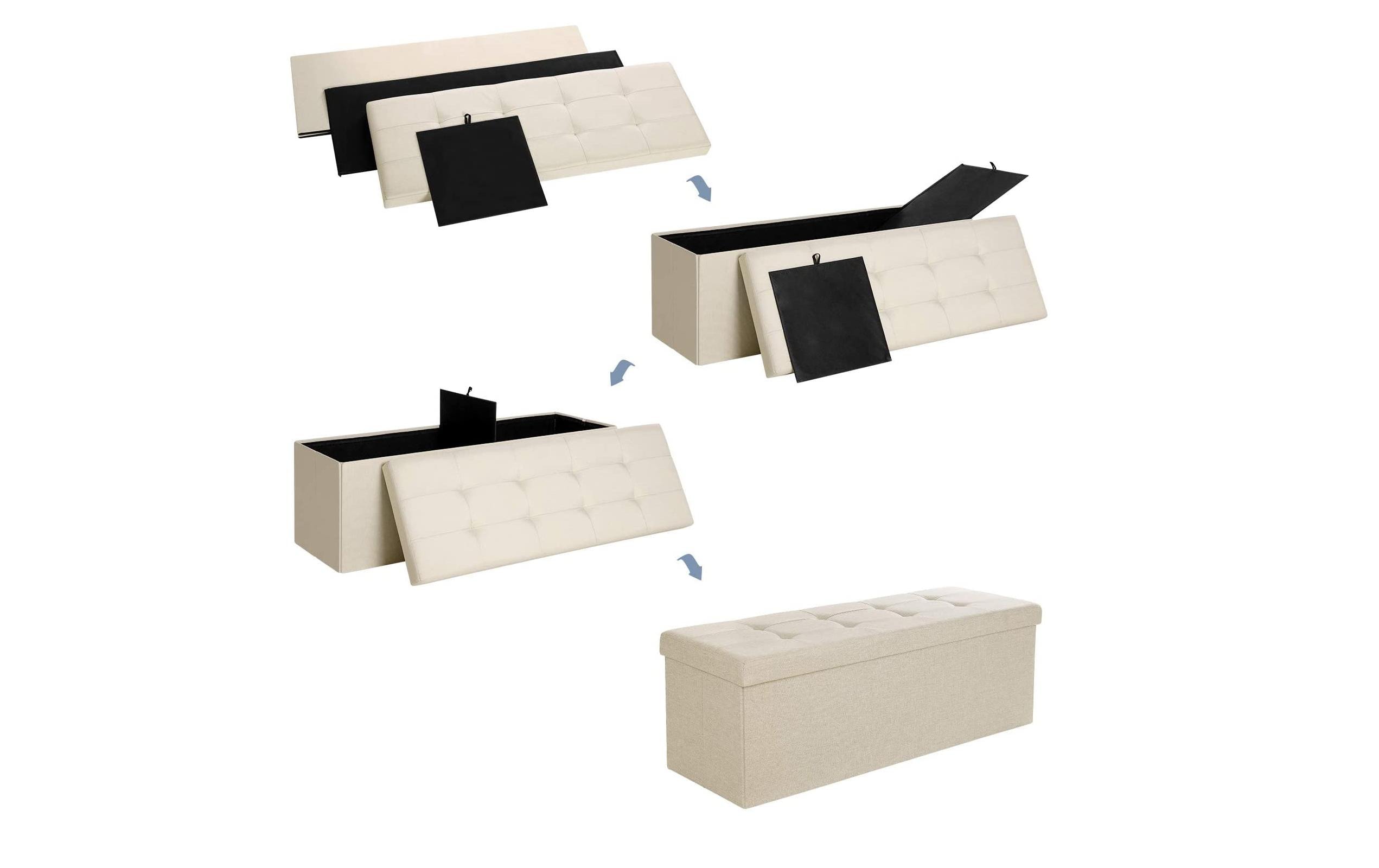 Songmics Sitztruhe Ottomane mit Stauraum 110 x 38 cm, Beige