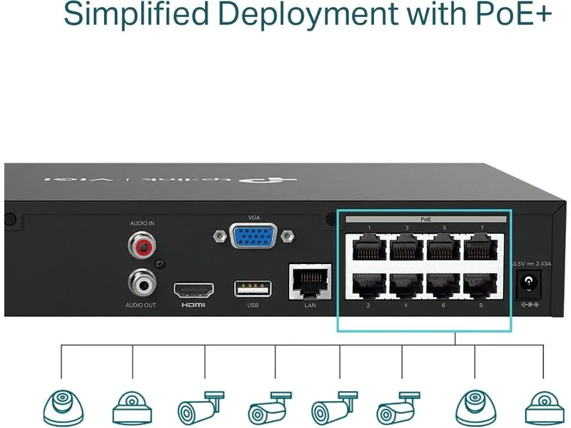 TP-Link Netzwerkrekorder VIGI NVR1008H-8MP 0 TB, 8 Kanal TP-Link Netzwerkrekorder VIGI NVR1008H-8MP 0 TB, 8 Kanal