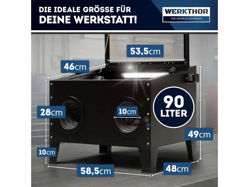 Werkthor Werkthor Sandstrahlkabine 90 Liter Werkthor Werkthor Sandstrahlkabine 90 Liter