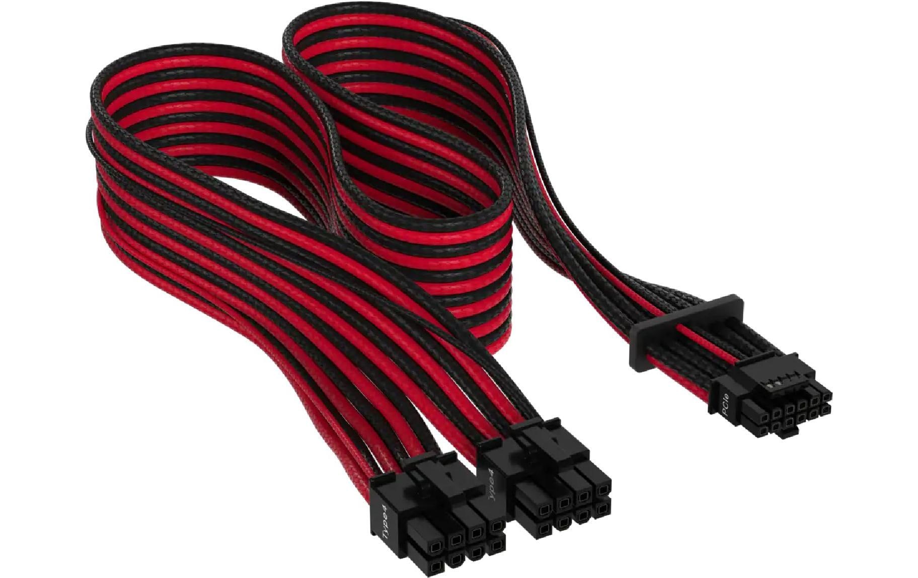 Corsair Premium 12+4-Pin 12VHPWR 600 W Kabel Schwarz Rot