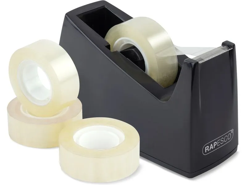 Rapesco 300 Klebebandspender und 4 Klebebandrollen Schwarz Rapesco 300 Klebebandspender und 4 Klebebandrollen Schwarz