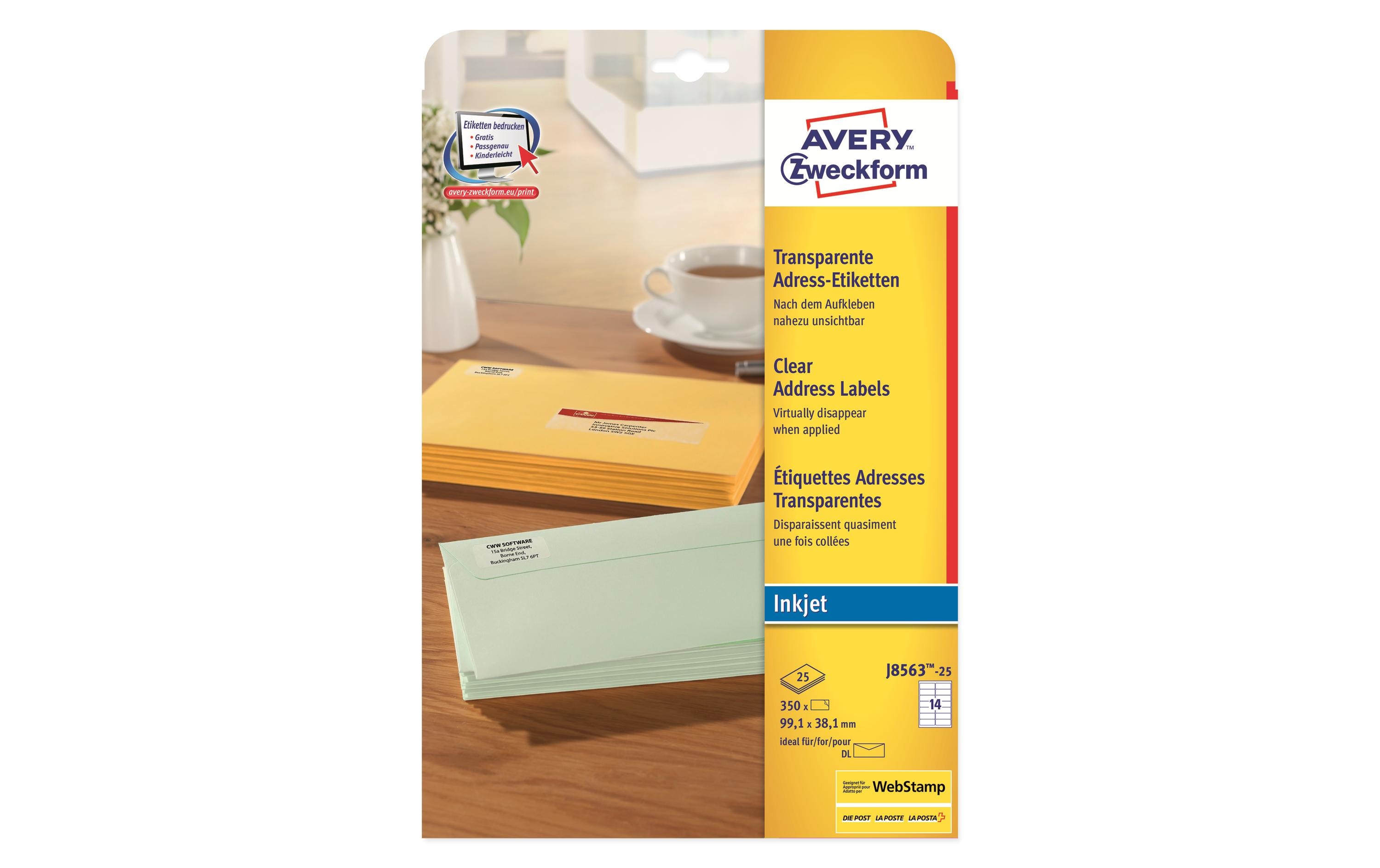 Avery Zweckform Adressetiketten 99.1 x 38.1 mm, 25 Blatt Avery Zweckform Adressetiketten 99.1 x 38.1 mm, 25 Blatt