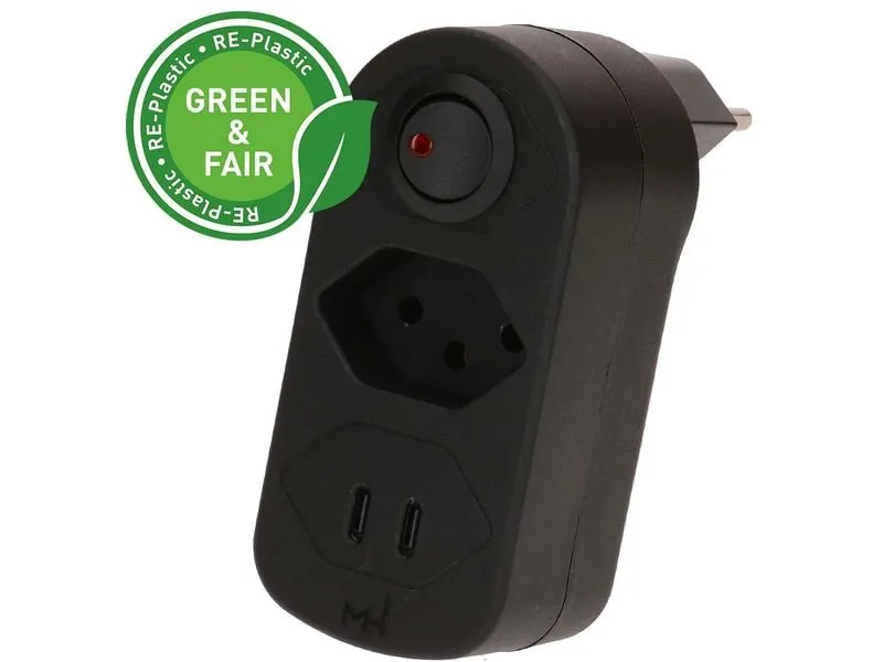 Max Hauri Mehrfachstecker Adapt 1x Typ 13, 2x USB-C/C, 20 W Max Hauri Mehrfachstecker Adapt 1x Typ 13, 2x USB-C/C, 20 W