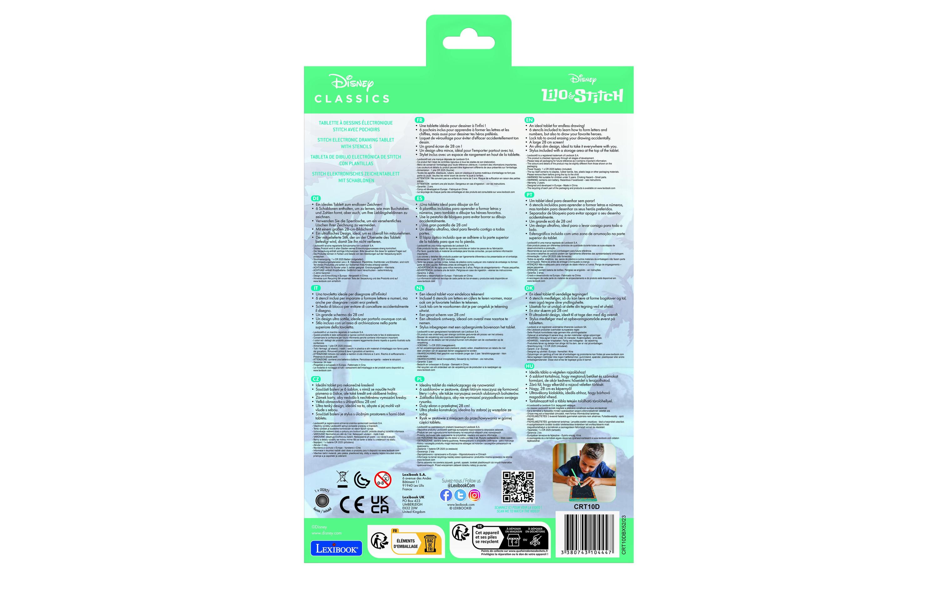 Lexibook Maltafel mit Stitch-Schablonen 28 cm
