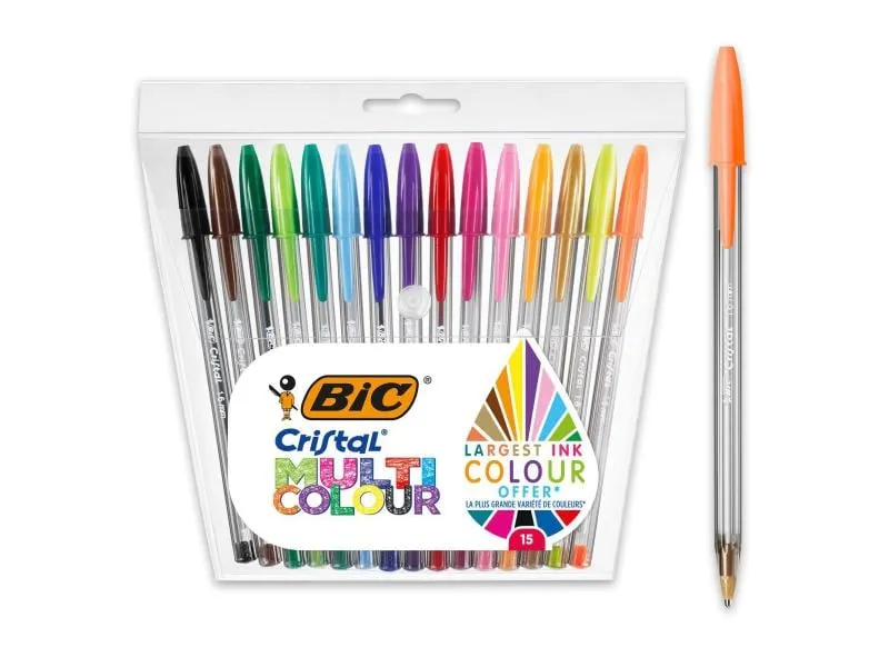 BIC Kugelschreiber Cristal Set 0.3 mm, Mehrfarbig, 15 Stück BIC Kugelschreiber Cristal Set 0.3 mm, Mehrfarbig, 15 Stück