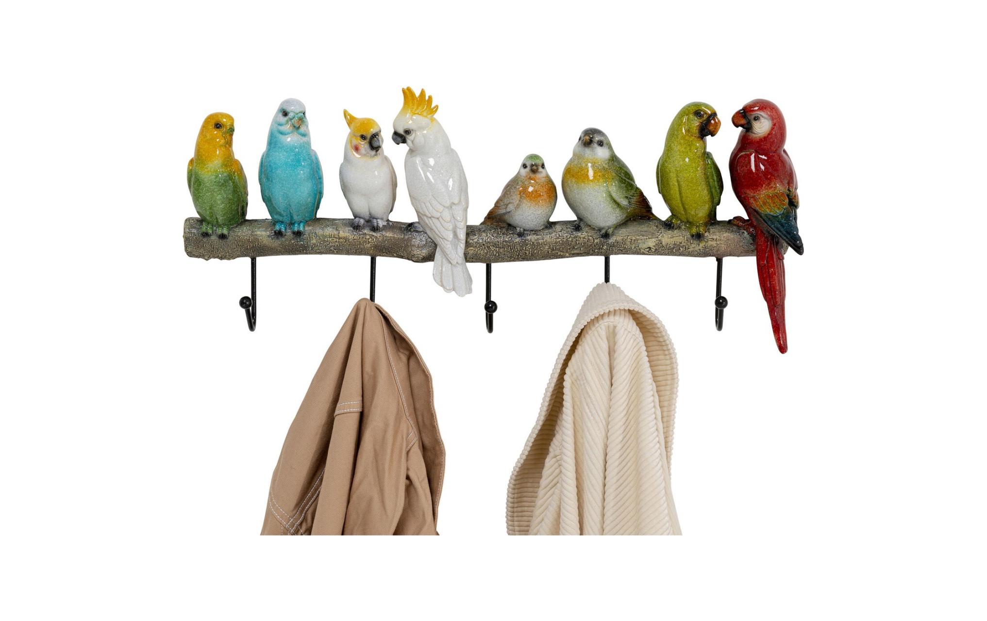 Kare Wandgarderobe Exotic Birds 5 Haken, Mehrfarbig