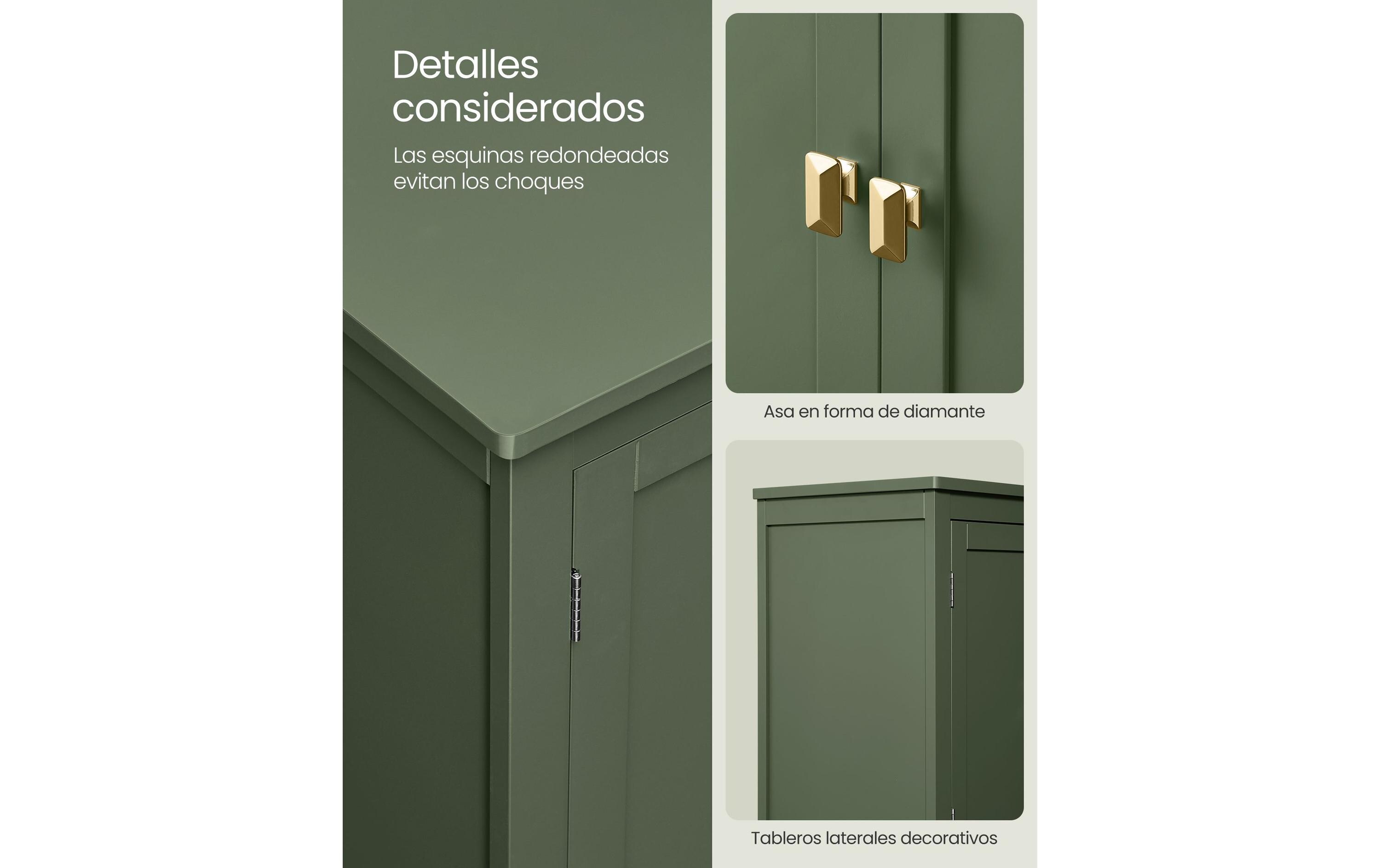 VASAGLE Kommode Bathroom Cabinet, 60 x 110 cm, Waldgrün