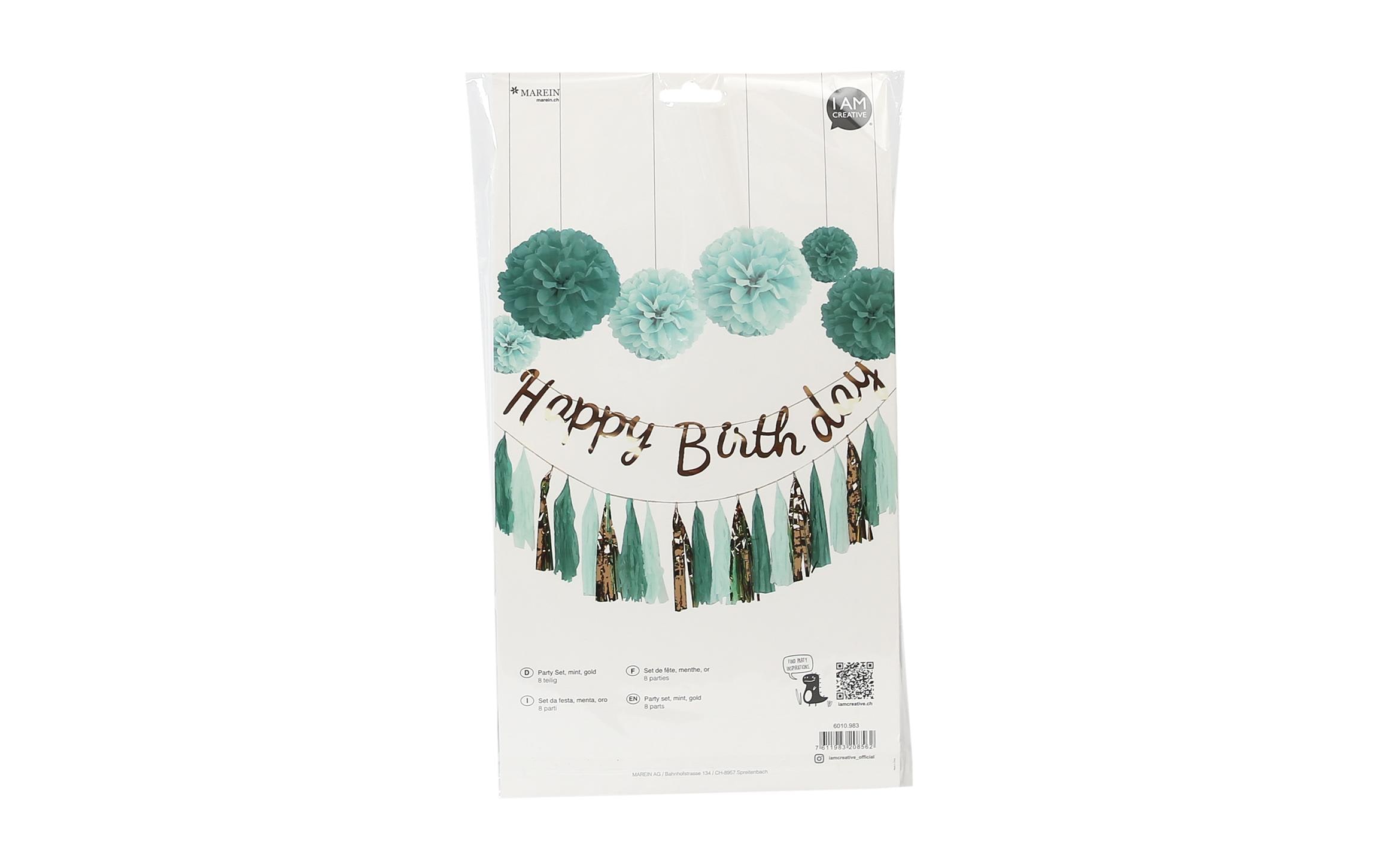 I AM CREATIVE Girlande Birthday Gold/Mint