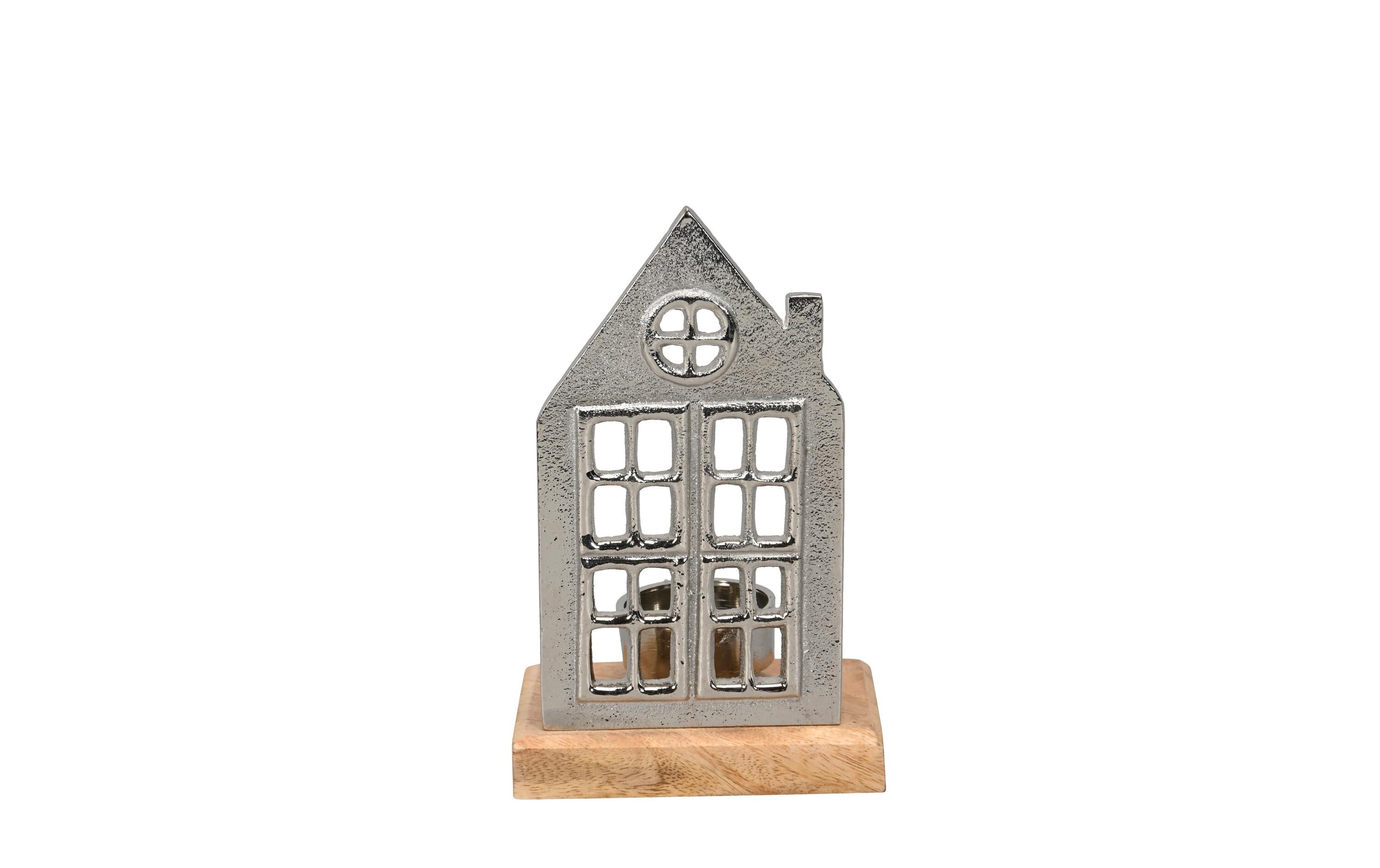 COCON Windlicht Haus mit Teelichthalter, Silber