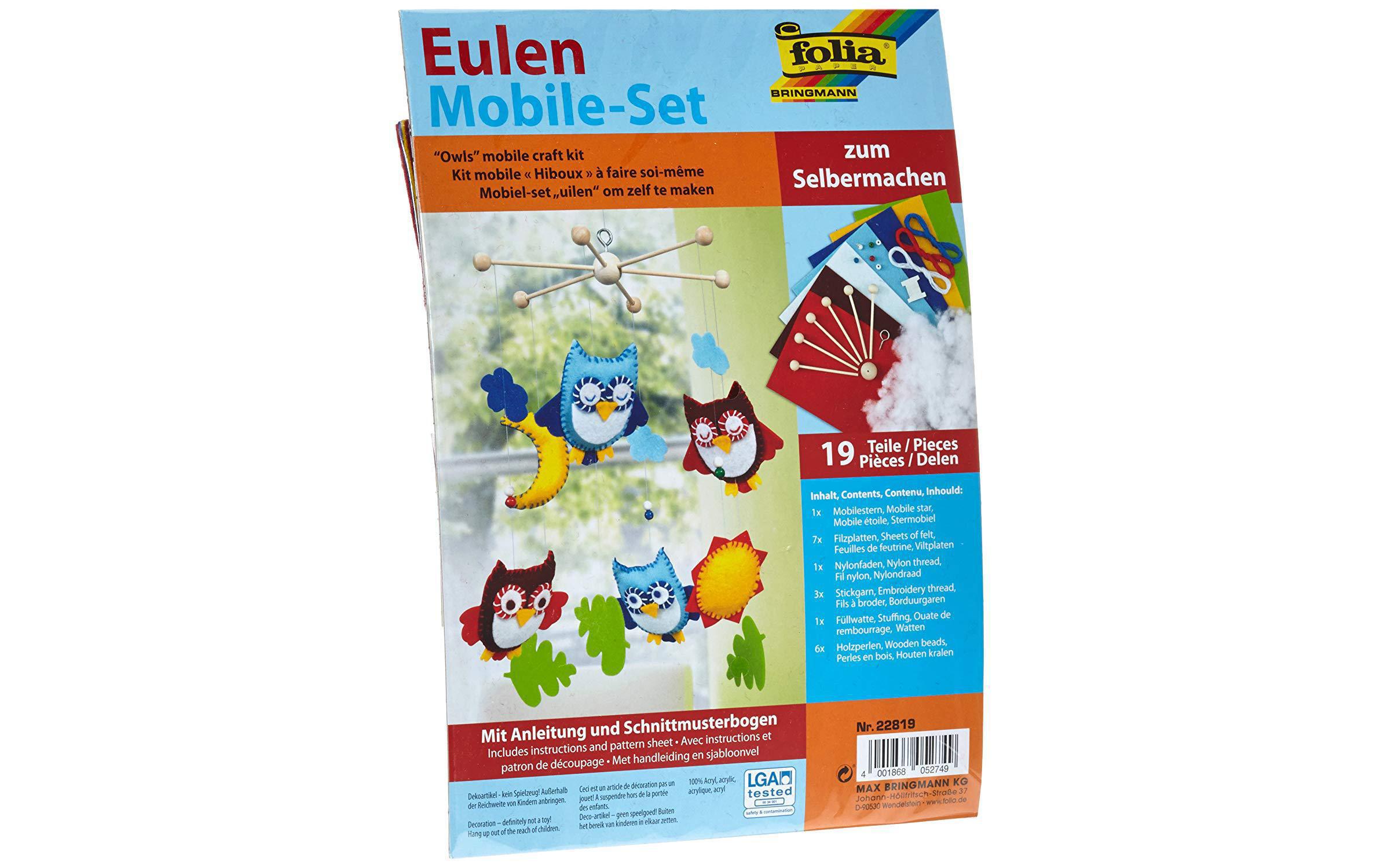 Folia Mobile Eulen, Blau/Rot/Grün/Gelb