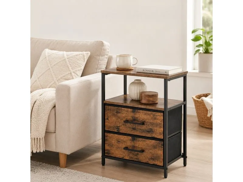 relaxdays Nachttisch 38 x 61 cm, Braun/Schwarz relaxdays Nachttisch 38 x 61 cm, Braun/Schwarz