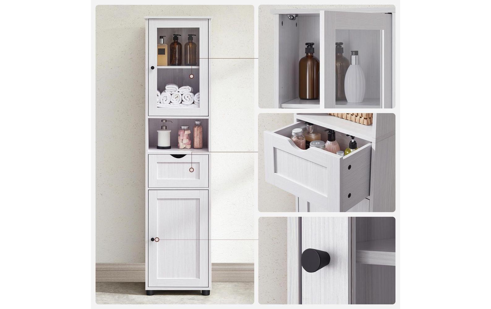 VASAGLE Vitrine Landhausstil 40 x 165 cm, Weiss