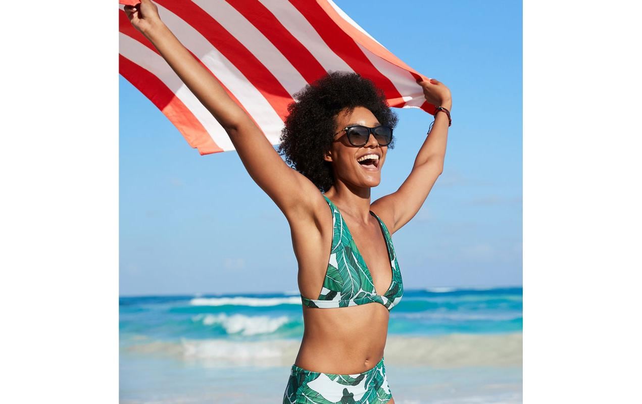 Dock & Bay Strandtuch Cabana 200 cm x 90 cm, Rot, Weiss