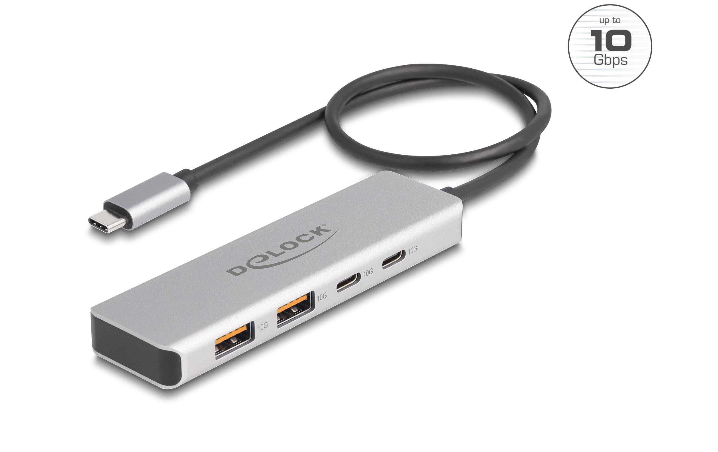 Delock USB-Hub 10 Gbps 2 x USB Typ-A und 2 x USB Type-C
