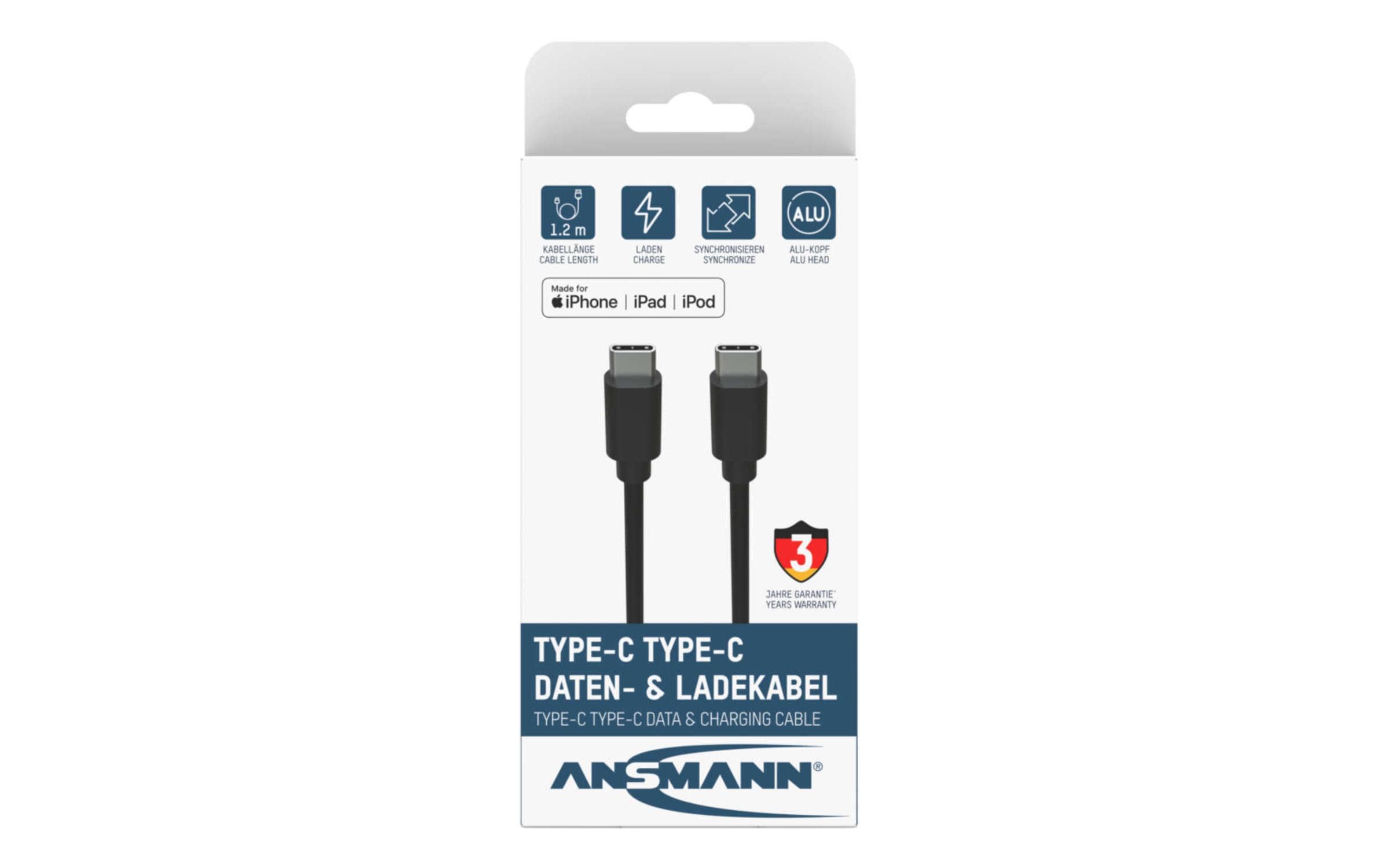 Ansmann USB 3.0-Kabel 1700-0121 USB C - USB C 1.2 m