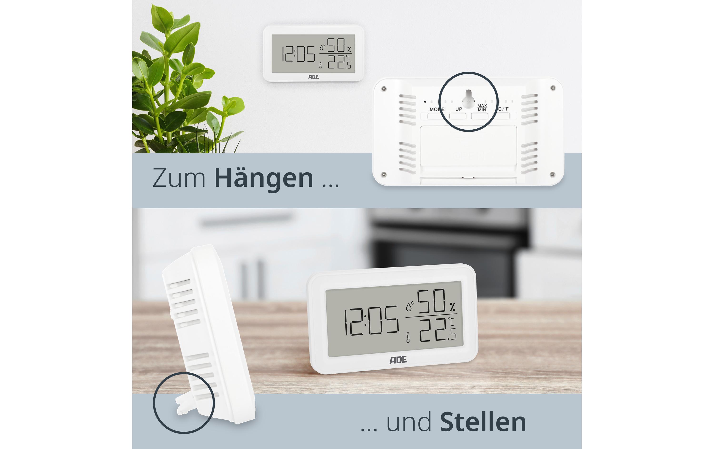 ADE Wetterstation Thermo-Hygrometer 15 cm, Weiss