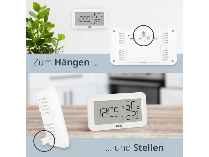 ADE Wetterstation Thermo-Hygrometer 15 cm, Weiss