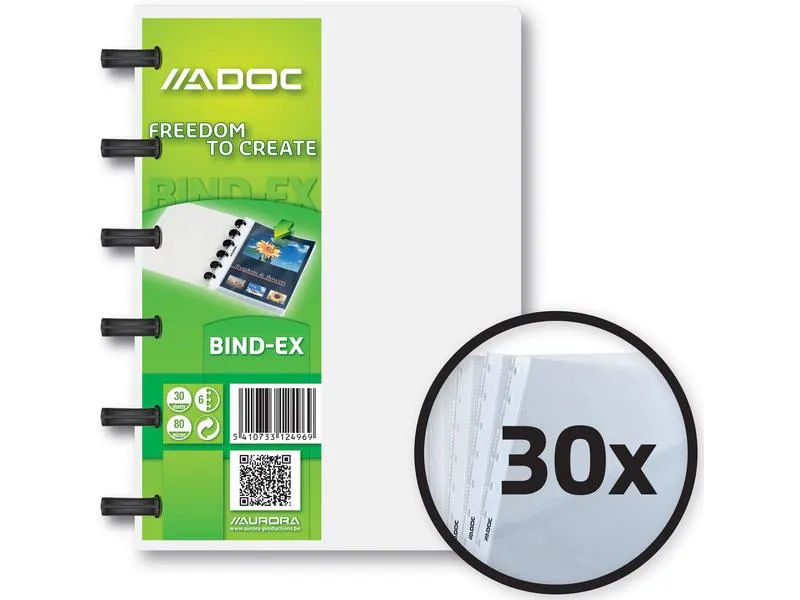 Adoc Sichtbuch Bind-Ex A6, 30 Taschen, Transparent