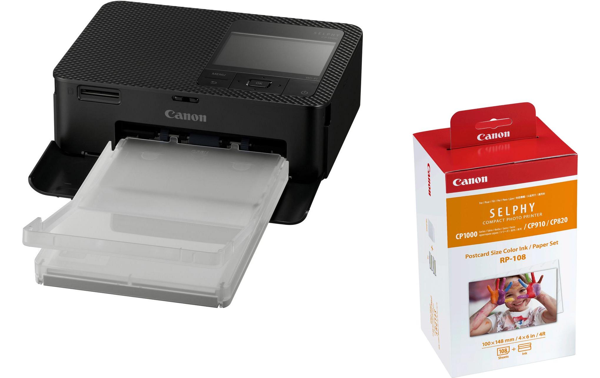 Canon Fotodrucker Selphy CP1500 Schwarz inkl. Papier und Tinte