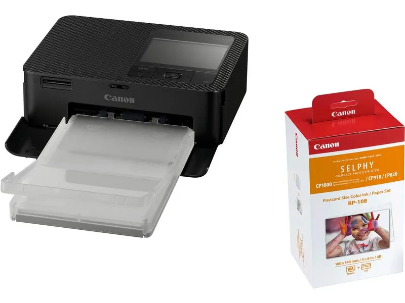 Canon Fotodrucker Selphy CP1500 Schwarz inkl. Papier und Tinte