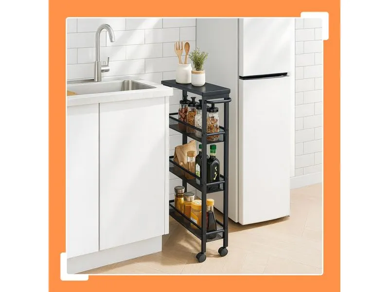 relaxdays Nischenwagen 77 x 13 x 45.5 cm Schwarz relaxdays Nischenwagen 77 x 13 x 45.5 cm Schwarz