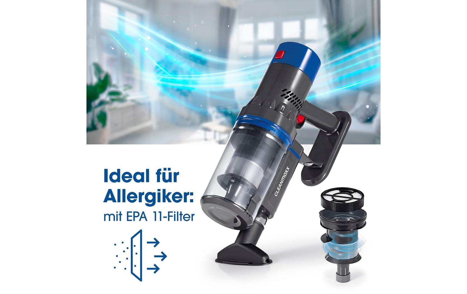 CLEANmaxx Akku-Hand- und Stielsauger Grau / Blau