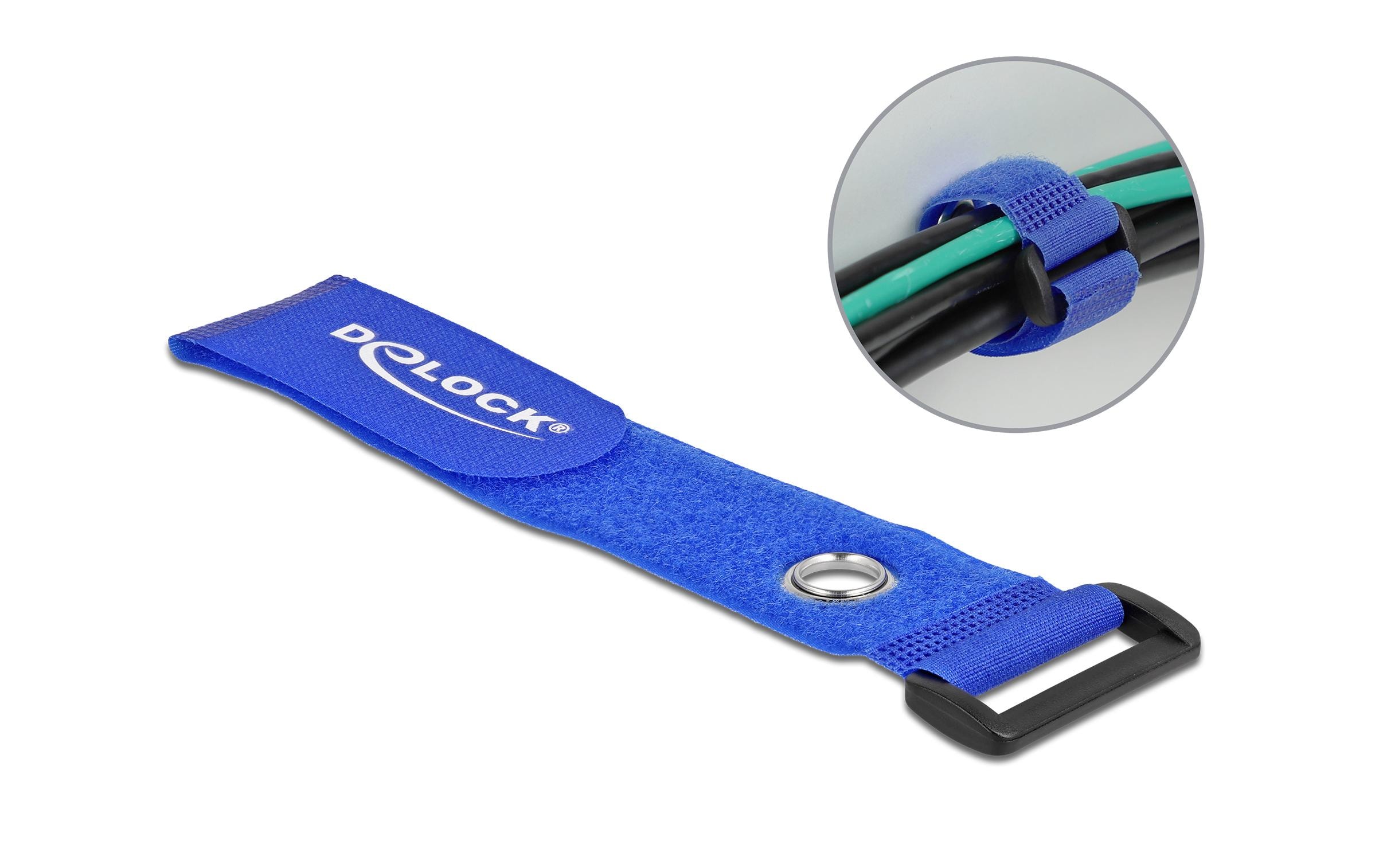 Delock Klettkabelbinder Blau 280 mm x 38 mm 3 Stück