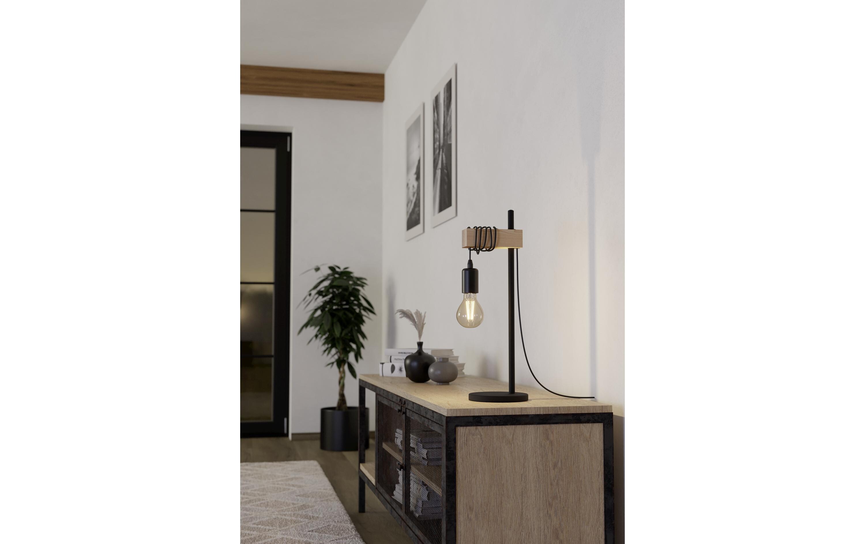EGLO Leuchten Tischleuchte TOWNSHEND schwarz, braun exkl. E27 1x10W