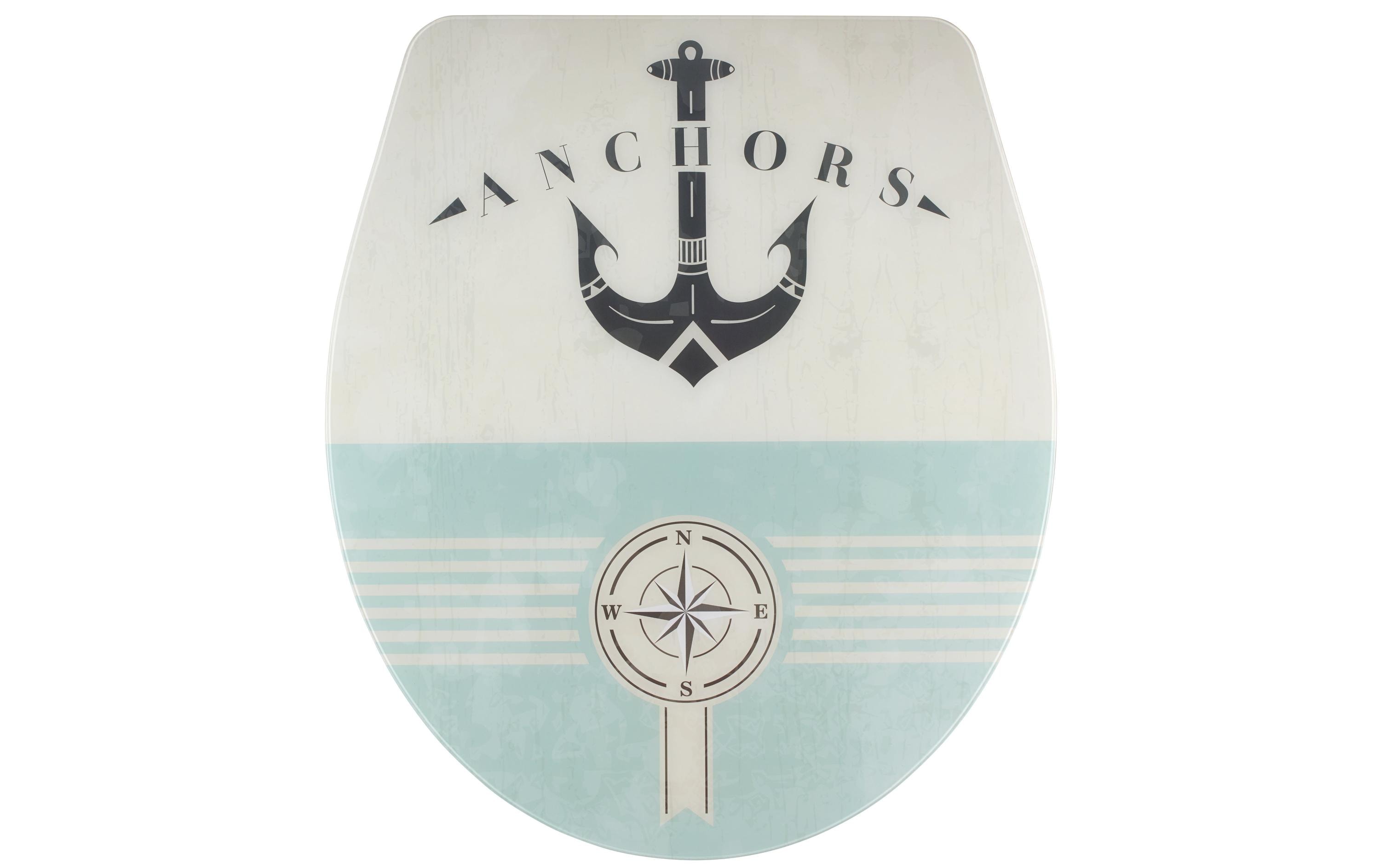 diaqua® Toilettensitz Nancy Anchor Absenkautomatik, Weiss/Hellblau