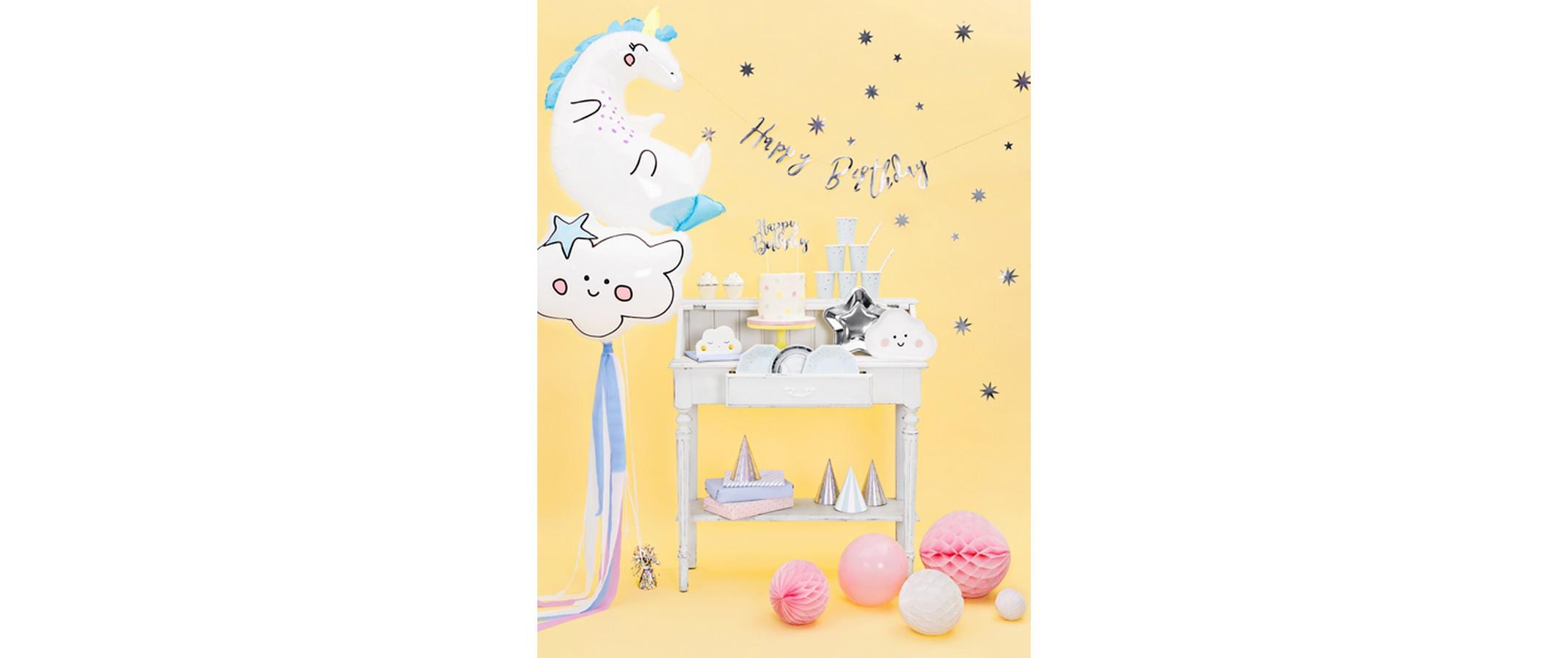 Partydeco Girlande Happy Birthday Silber, 16.5 x 62 cm