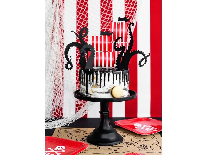 Partydeco Kuchen-Topper Piraten 1 Stück, Rot/Schwarz