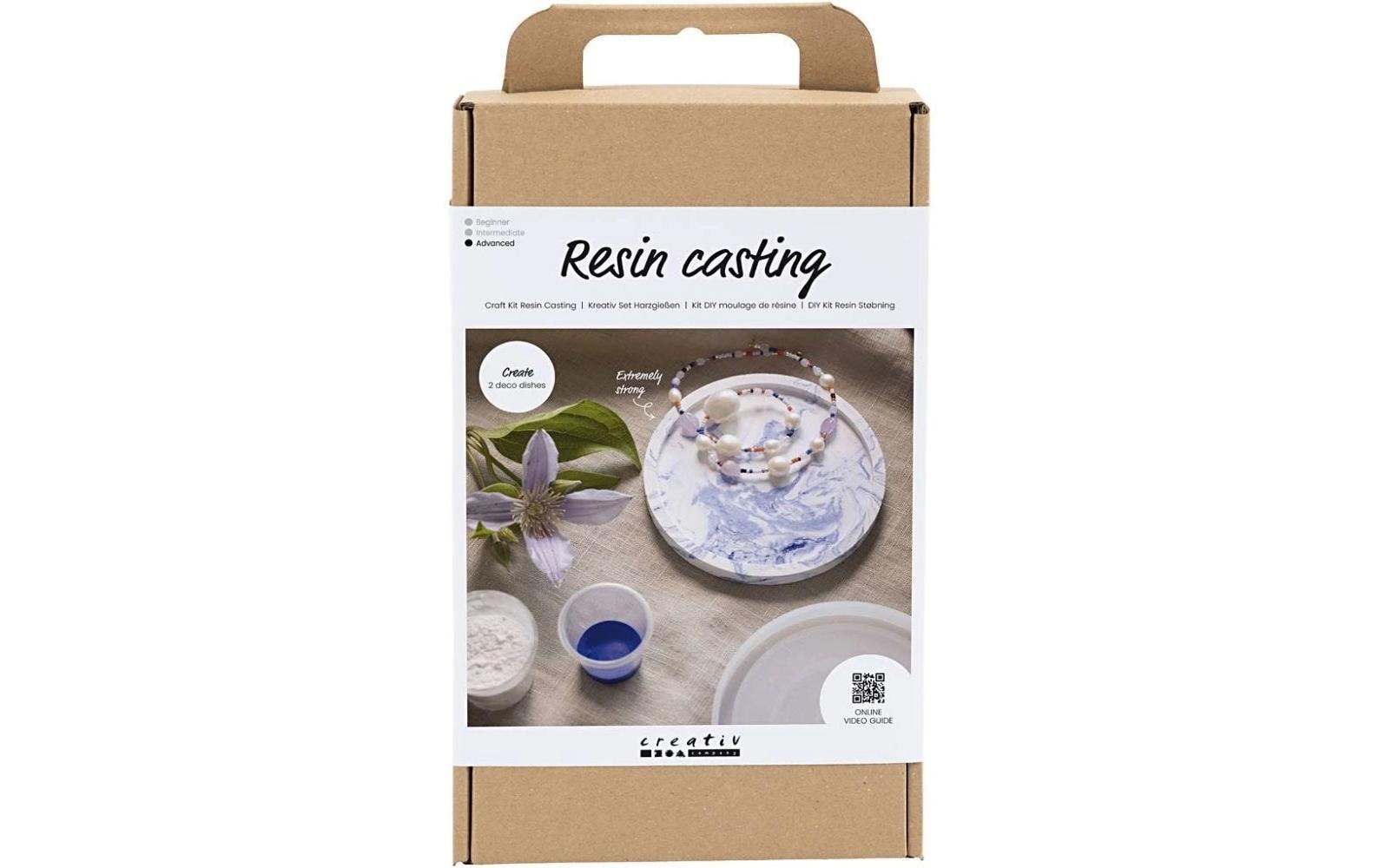 Creativ Company Giessharz Resin Tablett mit Marmorierung Blau/Weiss