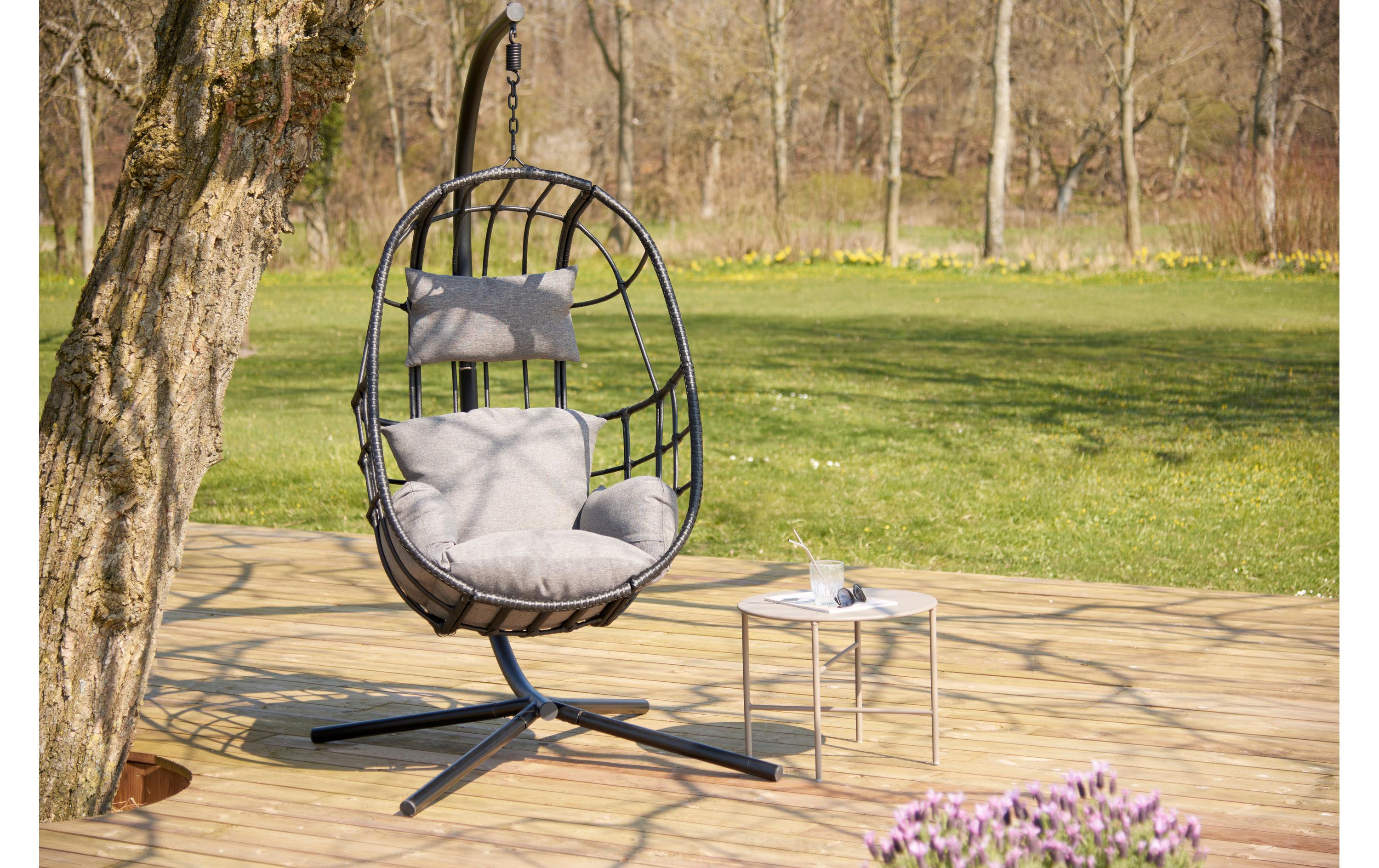 Schou Hängestuhl Jerry, mit Kissen, 128 x 128 x 190 cm – Schwarz
