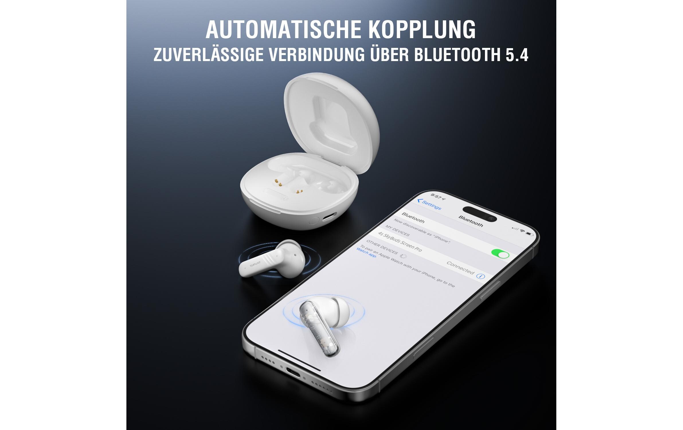 4smarts True Wireless In-Ear-Kopfhörer SkyBuds Screen Pro ANC Weiss 4smarts True Wireless In-Ear-Kopfhörer SkyBuds Screen Pro ANC Weiss