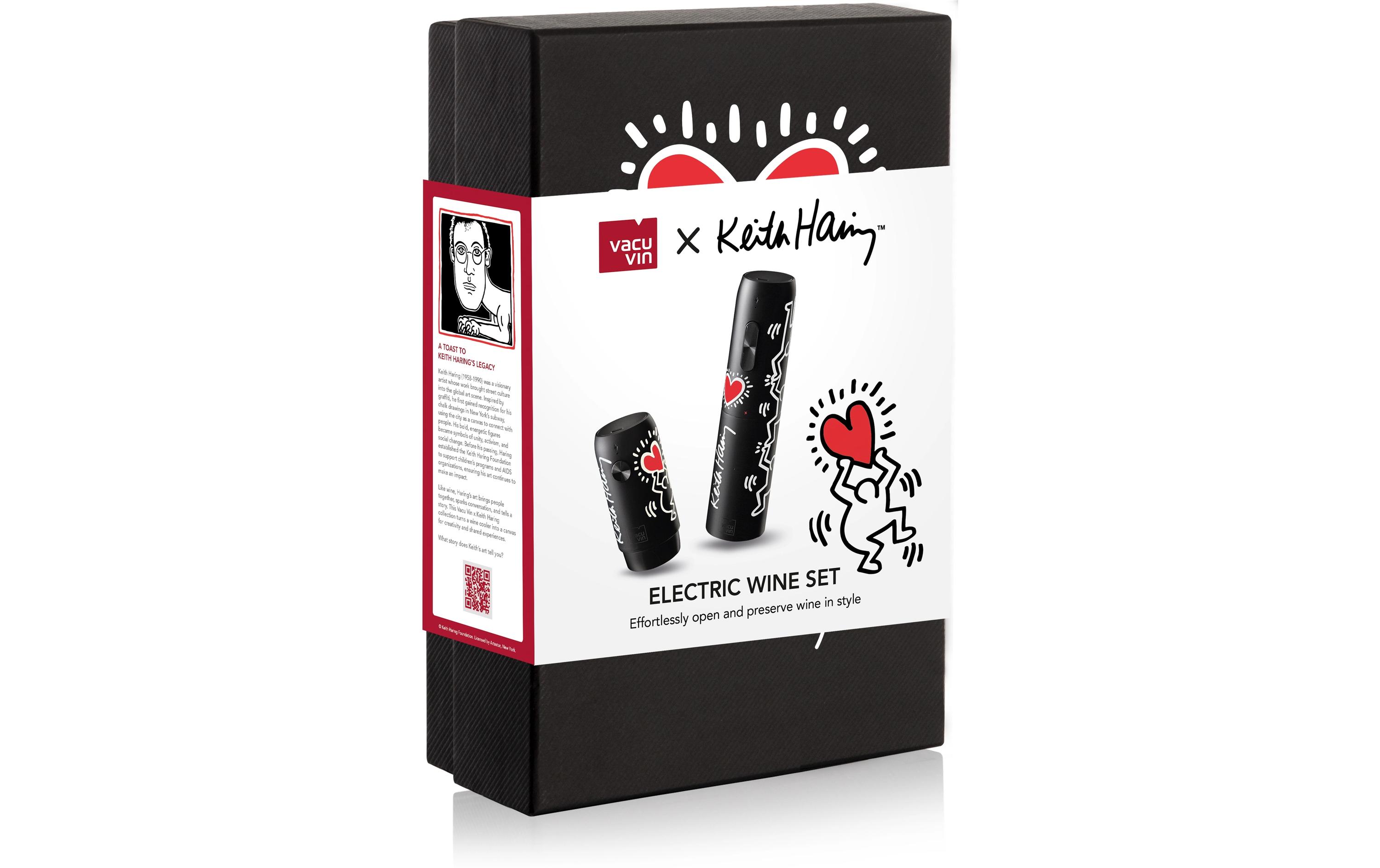 Vacuvin Elektrisches Weinset Keith Haring Schwarz