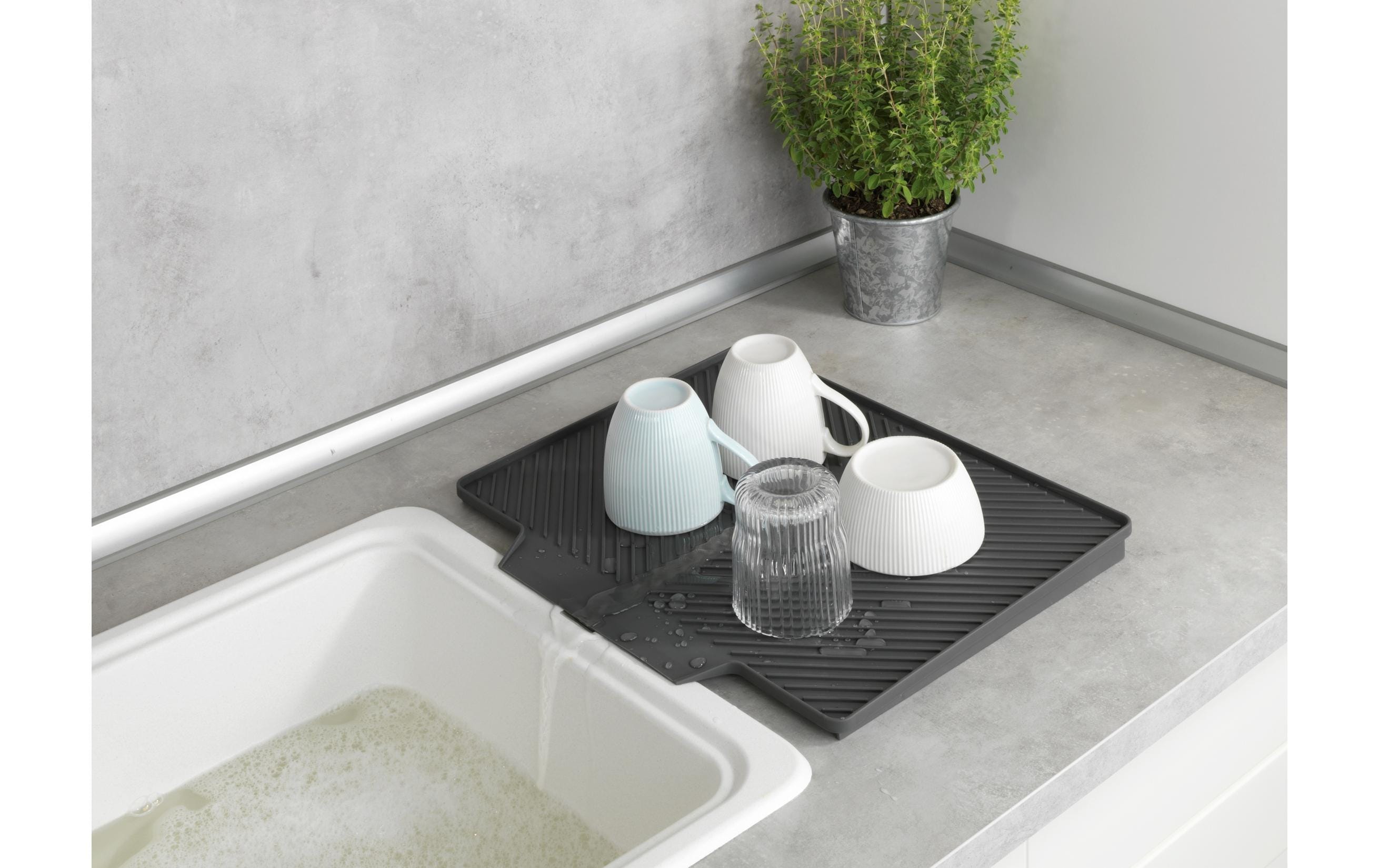 Wenko Abtropfmatte Nelia Maxi 34 x 3 x 40 cm, Grau